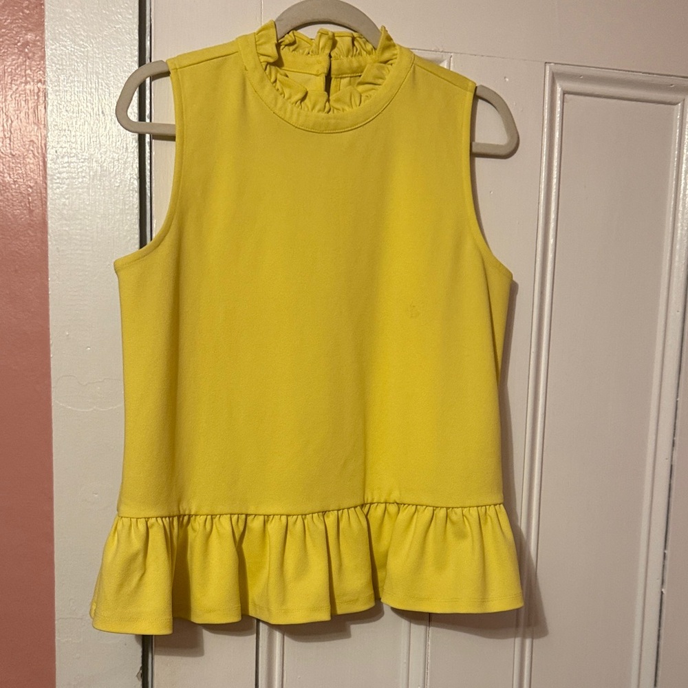 Ann Taylor Sleeveless Yellow Ruffle Blouse